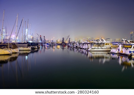yacht harbor at night