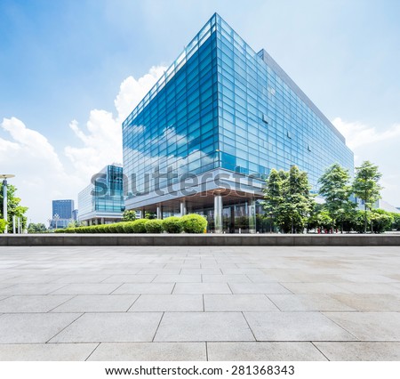 Chengdu,China-July 23,2015:Empty road and modern building in chengdu.It\'s epitome of fast development in southwest china.