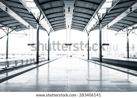 Empty floor of train station platform
