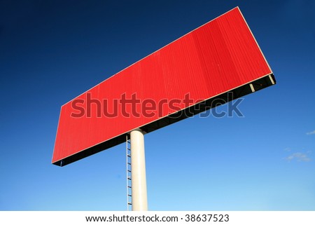 red blank billboards on blue sky background