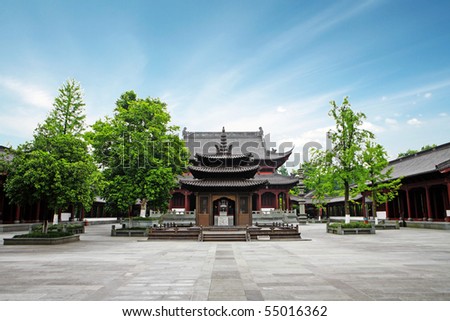 chinese traditional building structure in a temple