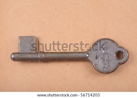 close up of antique key on book