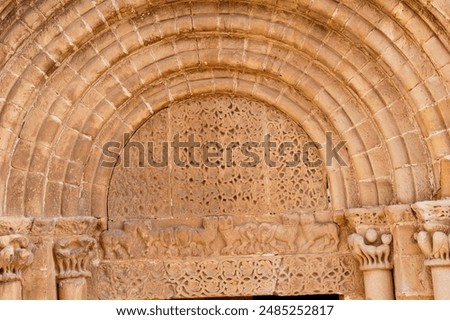 Similar – Image, Stock Photo Sculpted filigrees of a gothic cathedral main tower in black and white