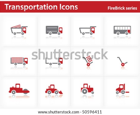 Transportation icons set - Firebrick Series Set 1