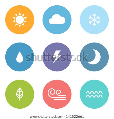 Flat design style weather icons