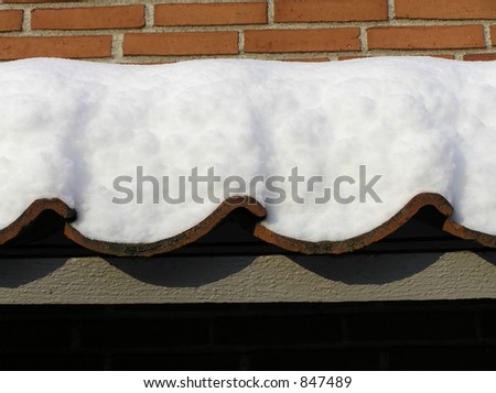 Detail from roof of a house with snow