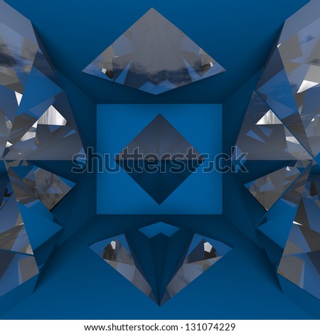 Blue empty room with diamond. Ideal for abstract background.