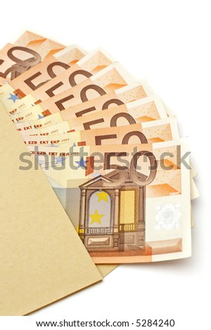 50 euro banknotes coming out of an envelope, wealth concept, receiving money