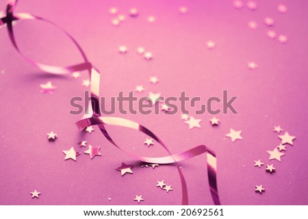 ribbons and small confetti stars, party time