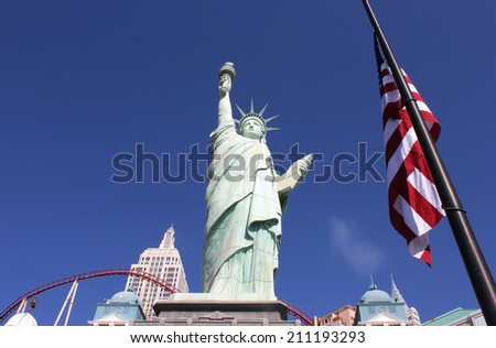 LAS VEGAS, US - September 11, 2012 - The statue is a replica of the original Statue of Liberty and stands outside the New York New York Hotel in Las Vegas, Nevada