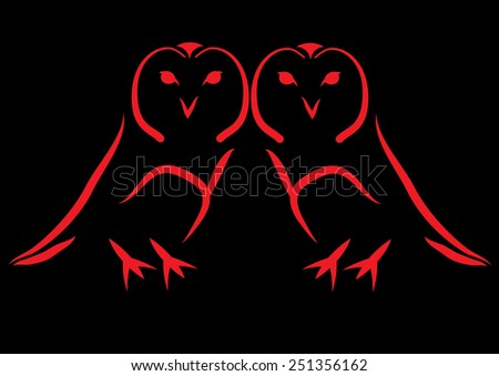 Twin Owl Illustration