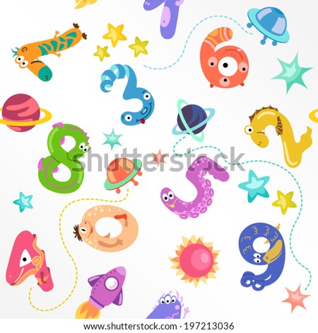 Numbers like monster seamless pattern / Solid fill seamless pattern in EPS 8 format