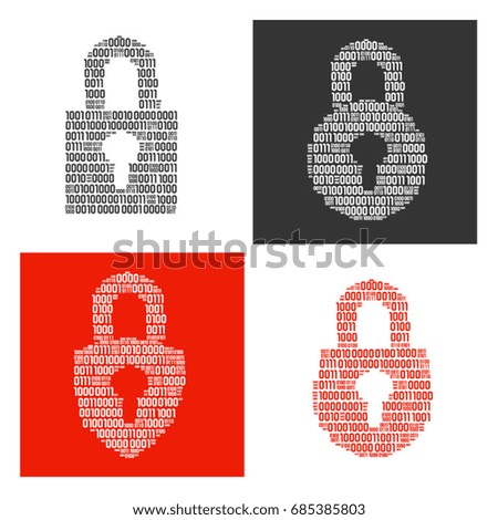 Symbols of locks filled in binary symbols / Four different locks filled in real binary symbols
