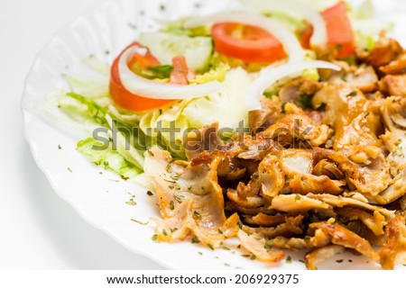Dish of kebab meat ready to eat.