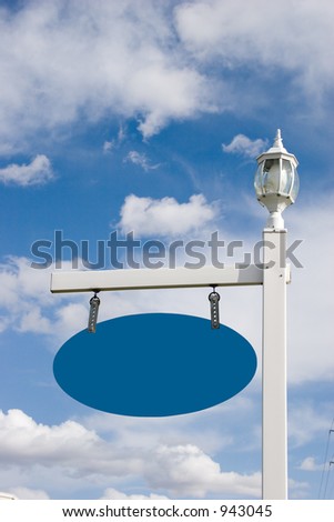 A vinyl sign post with a blue oval sign board has room for your preferred text