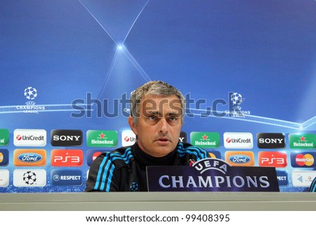 MADRID, SPAIN - APRIL 3: Jose Mourinho press conference, pregame Champions League, Apoel return leg on April 3, 2012 in Valdebebas.