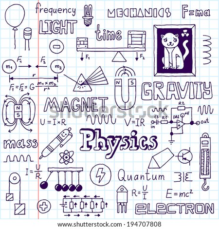 Physics. Hand Drawn. Vector Illustration. School Notebook. - 194707808 ...