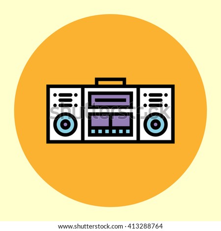 Thin Line Icon. Ghettoblaster. Simple Trendy Modern Style Round Color Vector Illustration.