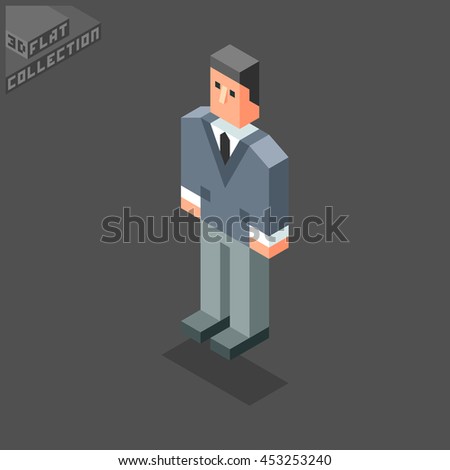 CEO Businessman Figure Icon. 3D Isometric Low Poly Flat Design. Vector illustration.