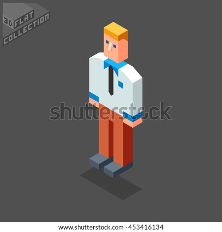 Manager Figure Icon. 3D Isometric Low Poly Flat Design. Vector illustration.