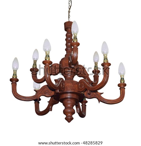 Carved Macrocarpa Chandelier isolated with clipping path