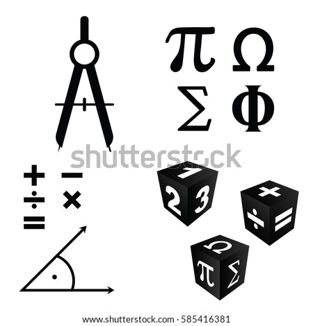 math icons set in black color art illustration