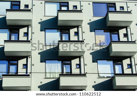 Group of balconies on modern house