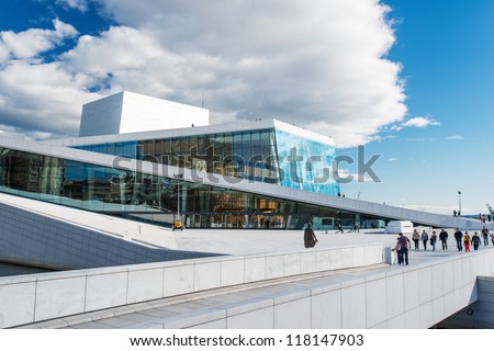 OSLO, NORWAY - SEPTEMBER 5: View on a side of the National Oslo Opera House on September 5, 2012, which was opened on April 12, 2008 in Oslo, Norway