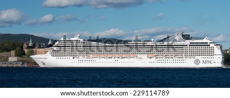 OSLO, NORWAY - SEPTEMBER 7: MSC Magnifica is cruise ship. Constructed by STX Europe in Saint-Nazaire, ship was launched in January 2009, completed in January 2010, and entered service in March 2010.