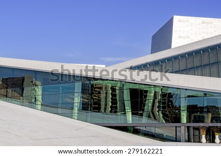 OSLO, NORWAY - MAY 22: View on a side of the National Oslo Opera House on May 22, 2012, which was opened on April 12, 2008 in Oslo, Norway