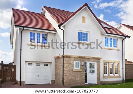 Standard family two floors detached house with single garage