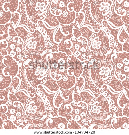 Lace seamless pattern with flowers on beige background