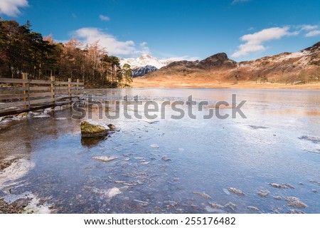 Blea Tarn Frozen / Blea Tarn is a remote  small lake among the Langdale Fells in the Lake District
