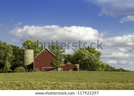 American farm with old silo