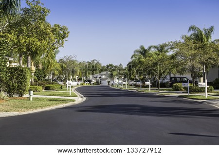 Road to community buildings in Naples, Florida