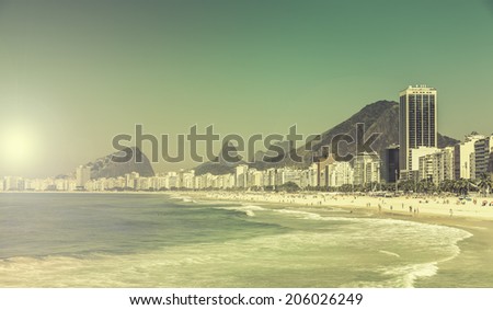 Copacabana Beach vintage view in Rio de Janeiro, Brazil