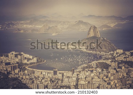 Panorama of Rio de Janeiro ,Brazil - vintage look