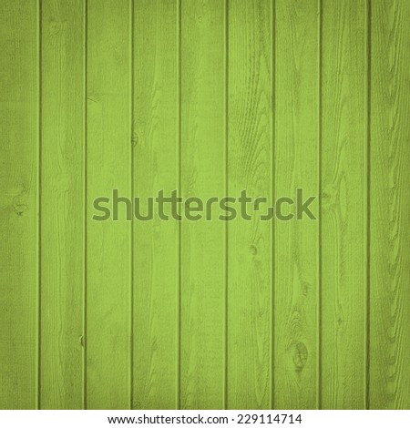 Horizontal green wooden fence close up