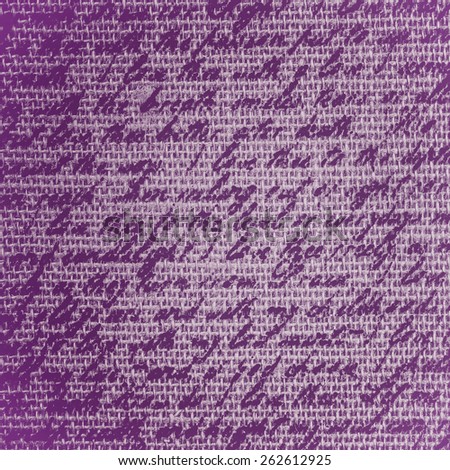Blur text on violet fabric burlap with vignette