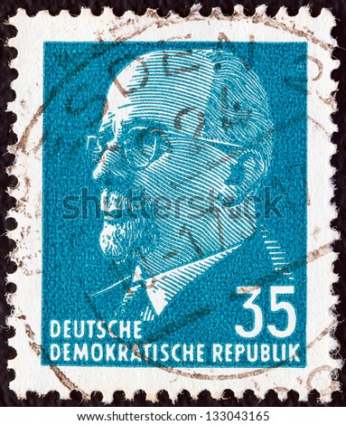 GERMAN DEMOCRATIC REPUBLIC - CIRCA 1961: A stamp printed in Germany shows the leader of East Germany from 1950 to 1971 Walter Ulbricht, circa 1961.