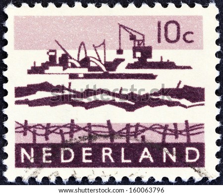 NETHERLANDS - CIRCA 1962: A stamp printed in the Netherlands shows Delta excavation works, circa 1962.