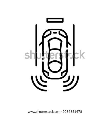 Smart sensor assisted car parking. Pixel perfect, editable stroke icon