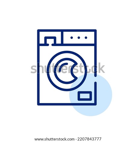 Washing machine. Doing laundry, household chores. Pixel perfect, editable stroke line icon