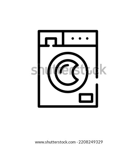 Washing machine. Doing laundry, household chores. Pixel perfect, editable stroke icon
