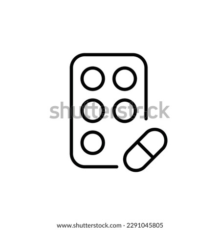 Pills in a blister and capsule. Healthcare and medicine. Pixel perfect, editable stroke icon