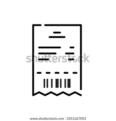 Shopping receipt with barcode at the bottom. Payment document. Pixel perfect, editable stroke