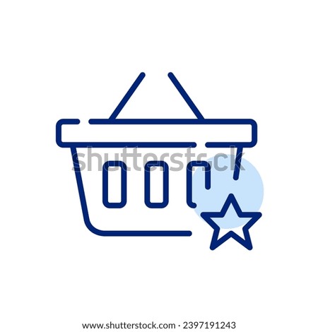 Adding items to wish list. Shopping basket and star symbol. Pixel perfect icon