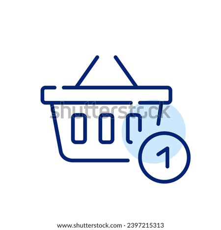 Shopping basket plus one. Add to shopping cart. Pixel perfect icon