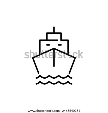 Ship and waves. Ferry public transportation sailboat service. Pixel perfect vector icon