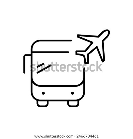 Airport shuttle bus. Vehicle and plane. Service connecting with hotels, parking lots or city center. Vector icon